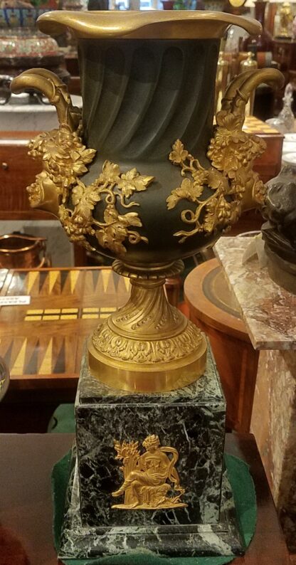Pr Empire Bronze Dore & Marble Urns