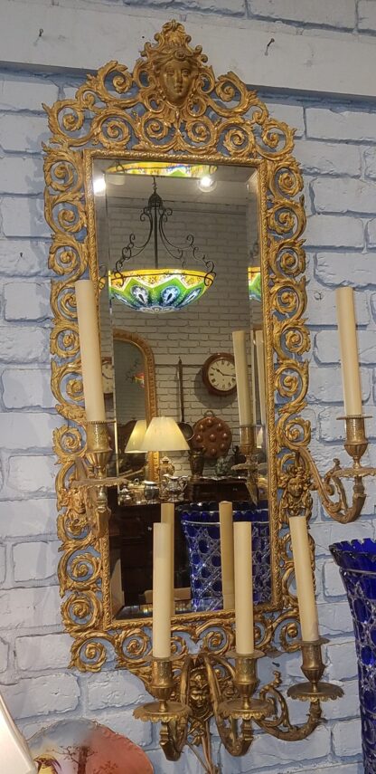 Nap III Bronze Dore Mirrored Sconces