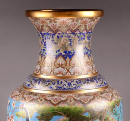Monumental Cloisonne Vase With Cranes - Image 4