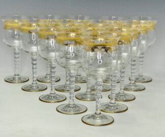 SET OF 12 ENAMELLED AND GILT WINE GLASSES