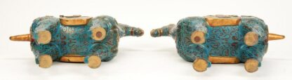 Pair of Chinese Wooden Horses, Cloisonne Style - Image 6
