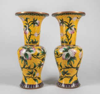 Pair of Tall Chinese Antique Cloisonne Vases