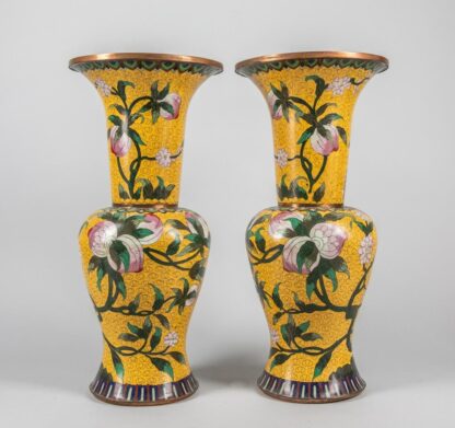 Pair of Tall Chinese Antique Cloisonne Vases