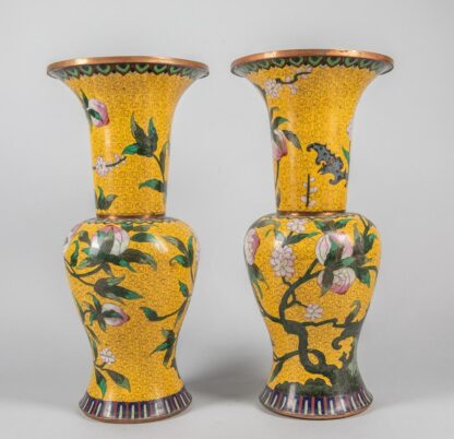 Pair of Tall Chinese Antique Cloisonne Vases - Image 2