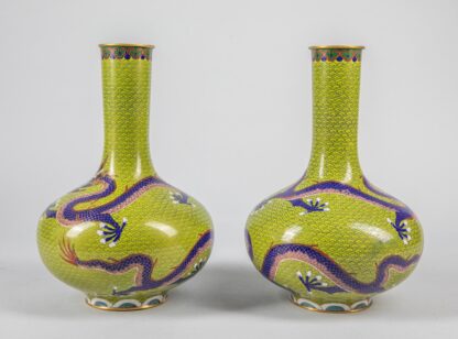 Pair of Chinese Old Cloisonne Vases - Image 4