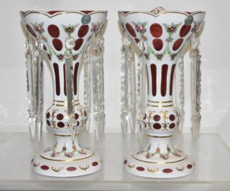 Pair of Cut to Clear Enameled Glass Vases (Copy)