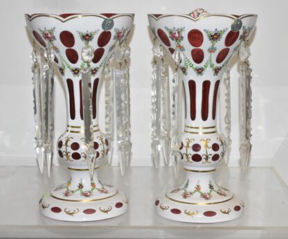 Pair of Cut to Clear Enameled Glass Vases (Copy)