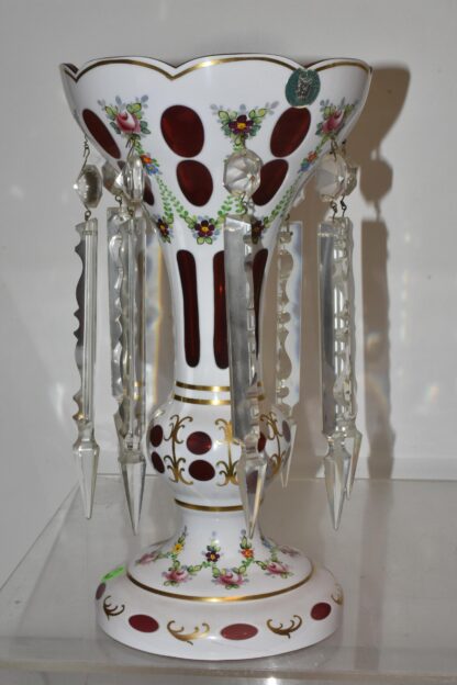 Pair of Cut to Clear Enameled Glass Vases (Copy) - Image 2