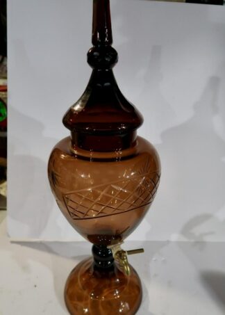 Cut Glass Amber Liquor Dispenser