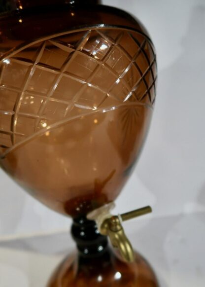 Cut Glass Amber Liquor Dispenser - Image 2