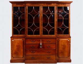 GEORGE III STYLE MAHOGANY BREAKFRONT BOOKCASE