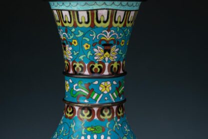 PAIR CHINESE BLUE GROUND CLOISONNE VASES - Image 2