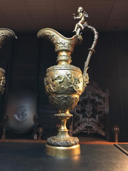 Pair of French 19th Century Ornate Bronze Ewers - Image 3