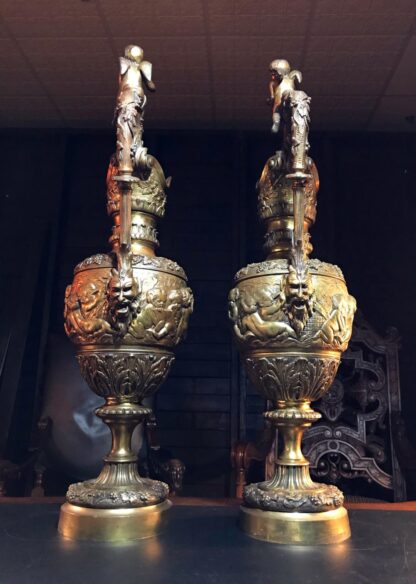 Pair of French 19th Century Ornate Bronze Ewers - Image 4